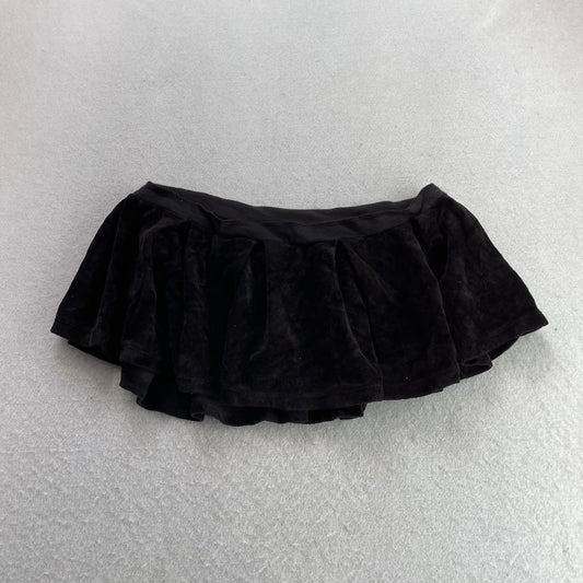 Juicy Couture Women's Black Velour Mini Skirt Drawstring Tie-Waist Casual Size P