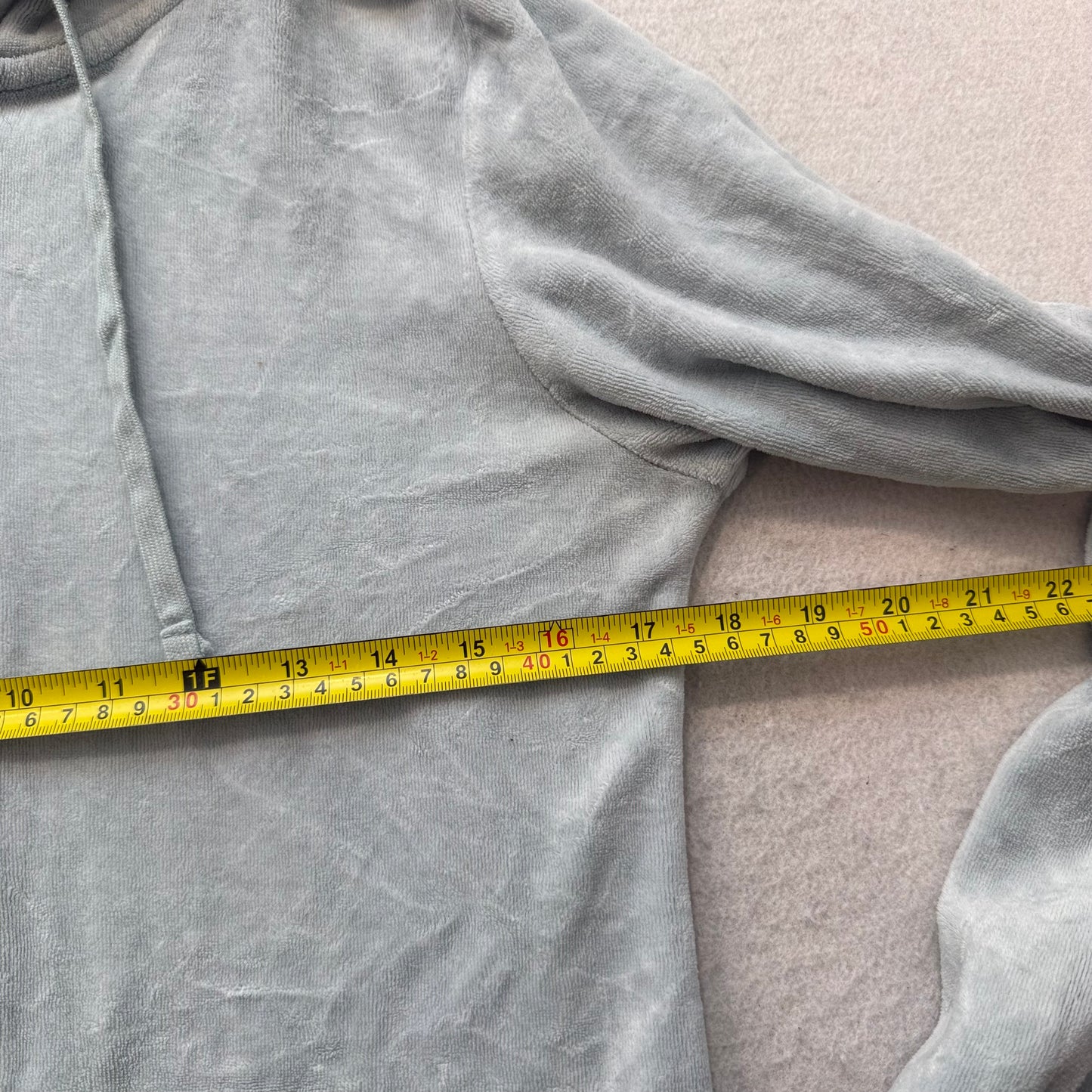 Juicy Couture Women's Light Gray Velour Zip-Up Hoodie Drawstring Pockets Size M