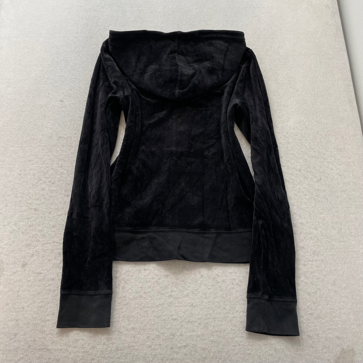 Juicy Couture Women's Black Velour Tracksuit Set Hoodie & Pant Pockets Size XL