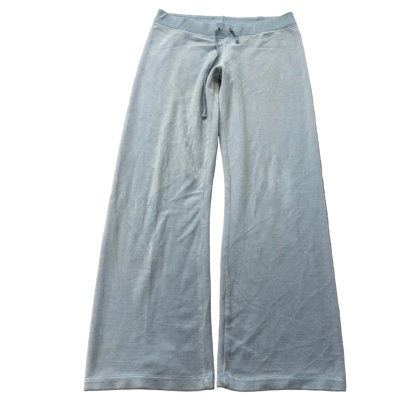 2003 Vintage Juicy Couture Womens Light Blue Velour Flared Track Y2k Pant Size L