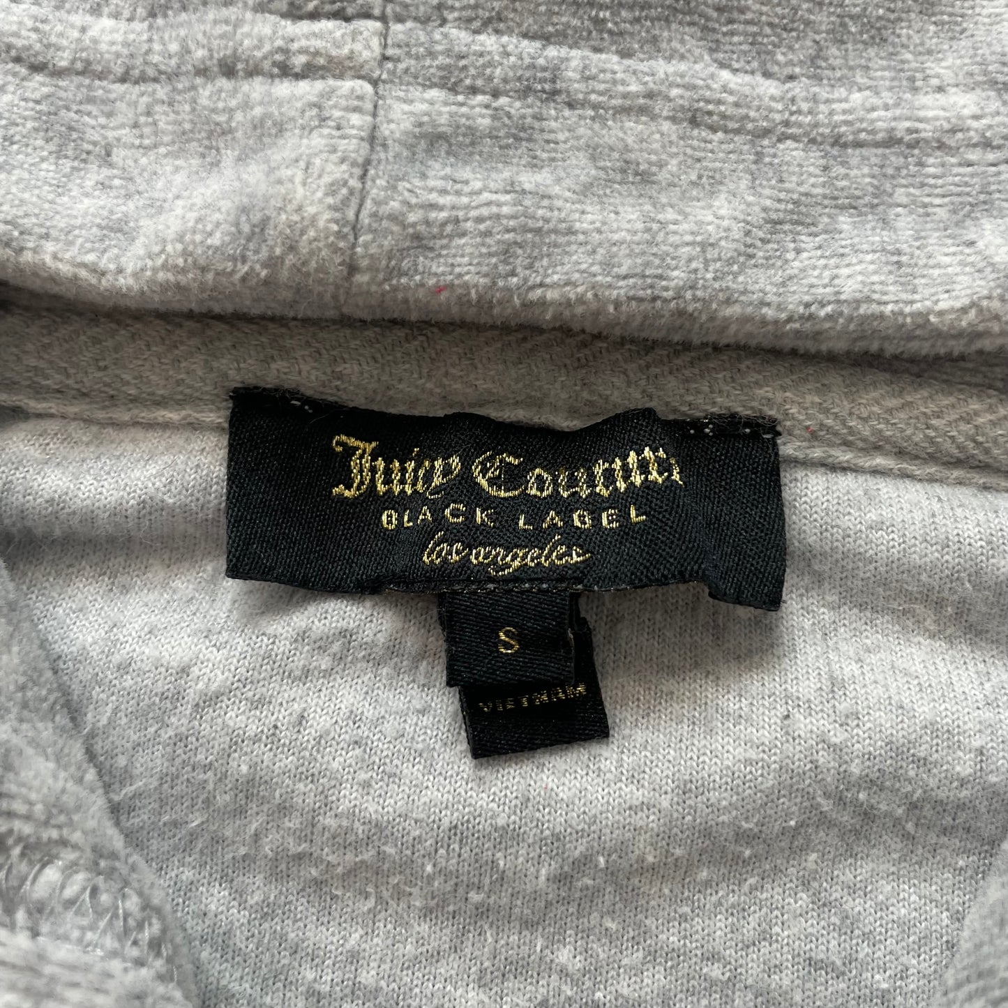 Juicy Couture Black Label Womens Heather Gray Velour Zip-Up Hoodie Pocket Size S