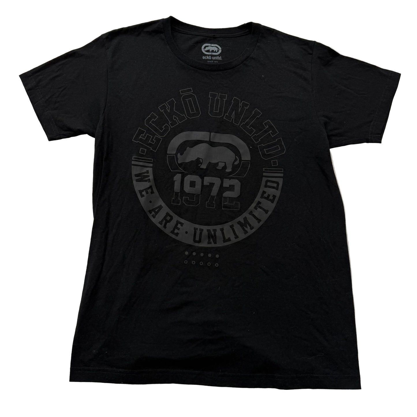 Eckō Unltd. Mens Black Cotton T-Shirt Short Sleeves Rhino Logo Streetwear Size L