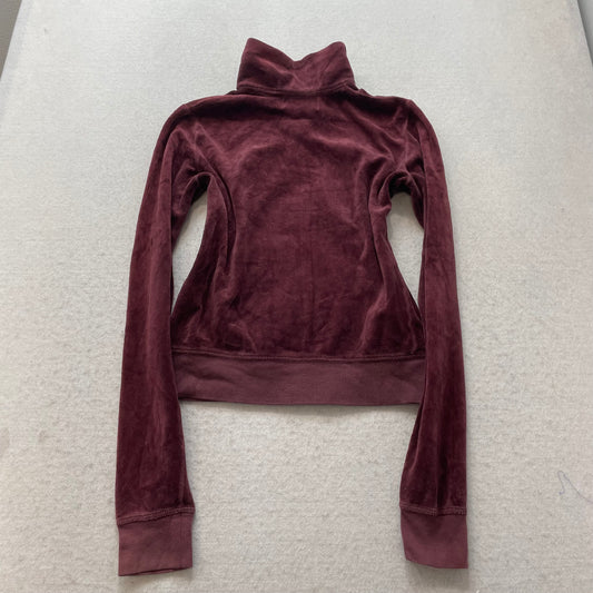 2003 Vintage Juicy Couture Women's Burgundy Velour Full Zip Track Jacket Size S
