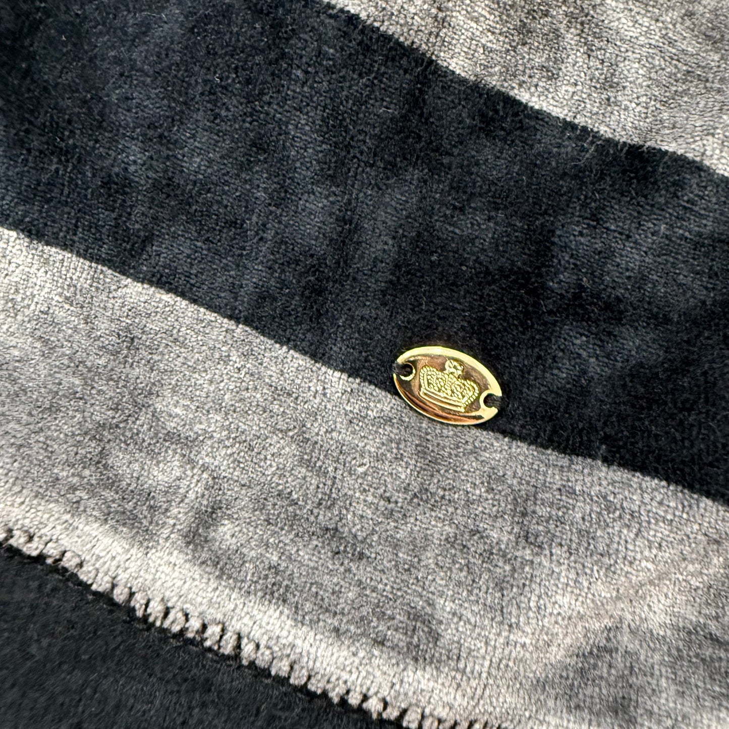 Vintage Juicy Couture striped velour long sleeve dress with gold emblem detail size M