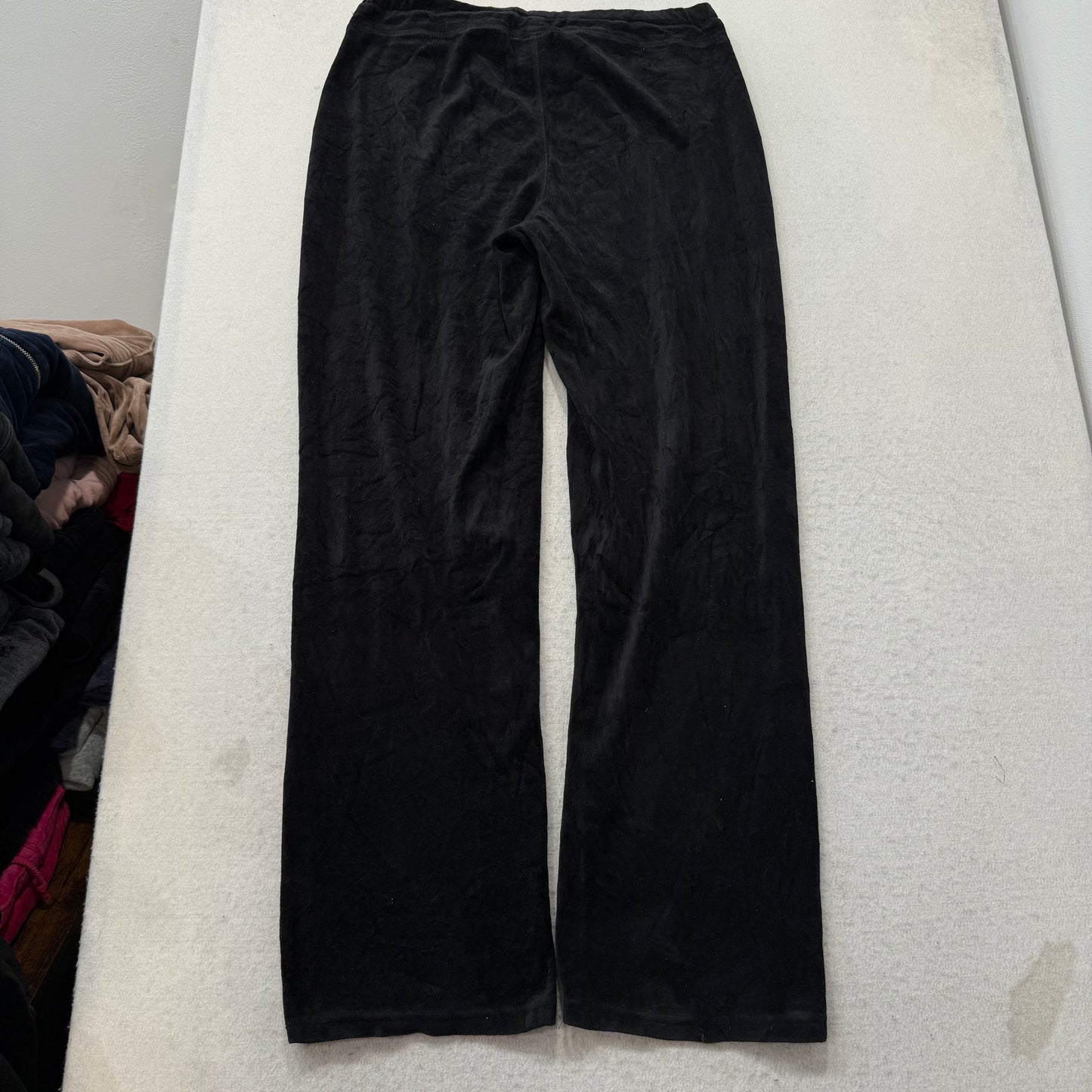 Juicy Couture Women's Black Velour Tracksuit Set Hoodie & Pant Crest Logo Size L