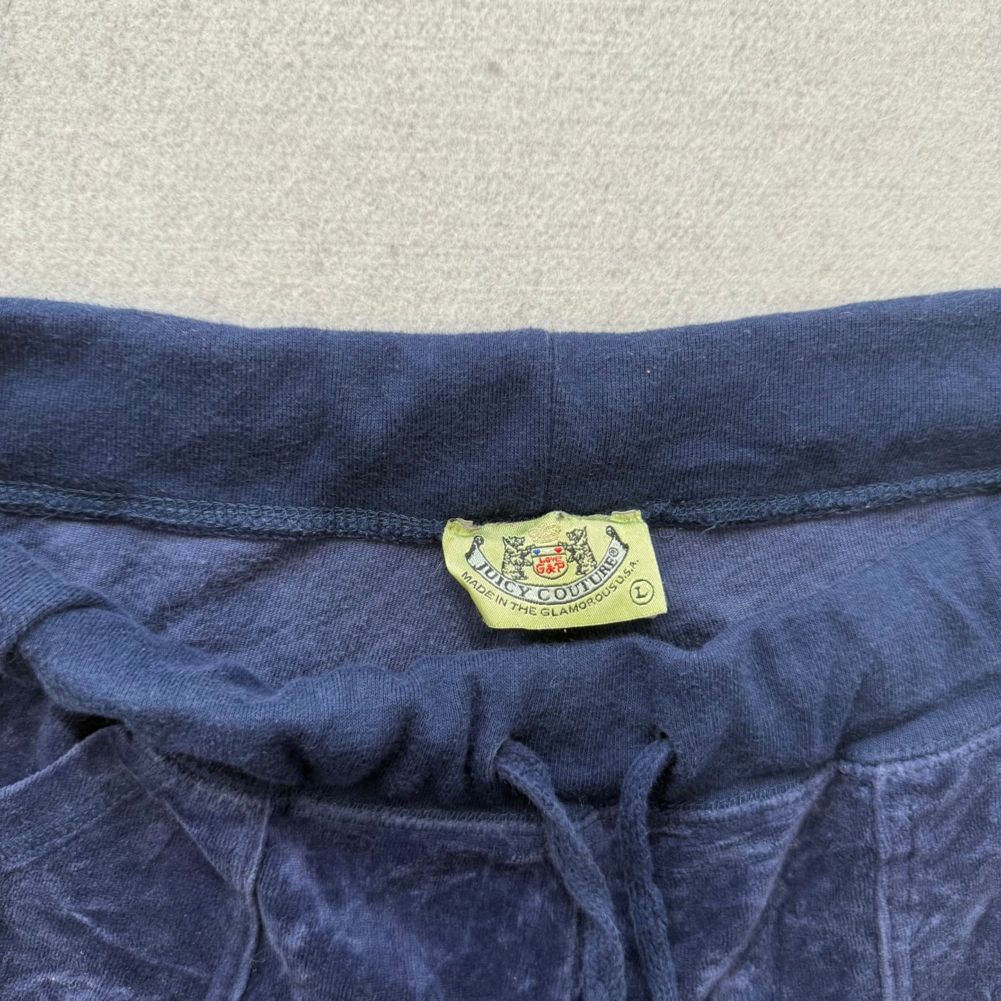 2003 Vintage Juicy Couture Women's Navy Velour Flared Track Pants Pockets Size L
