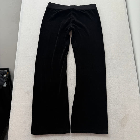 Juicy Couture Women's Jet Black Velour Flared Track Pant Logo Preppy Y2K Size L