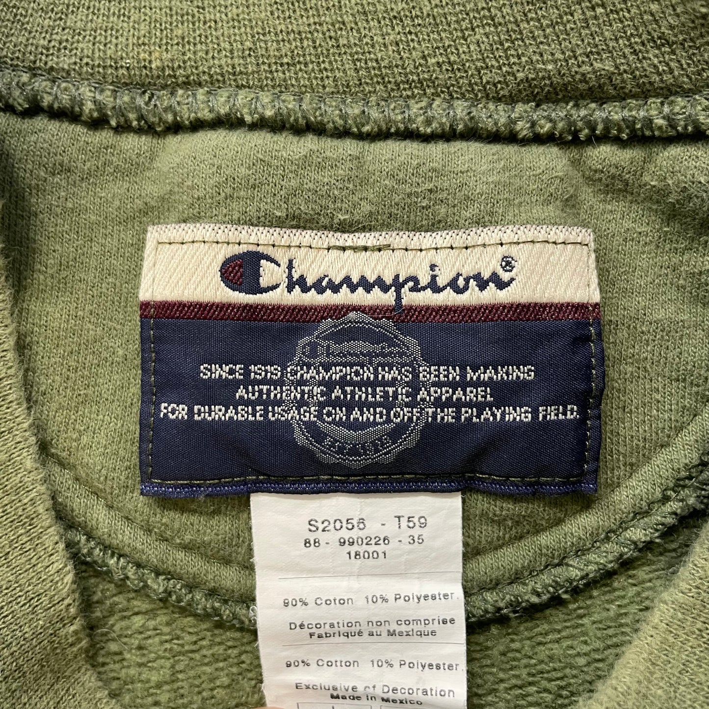 Champion Men's Olive Green Crewneck Fleece Sweatshirt Pullover Classic Size XL