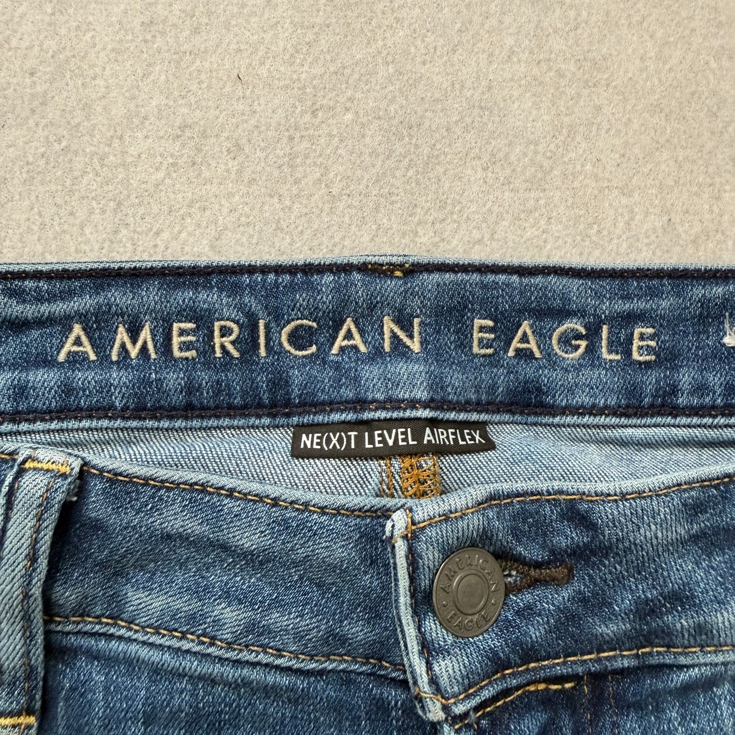 American Eagle Ne(x)t Level Airflex Men Blue Ripped Denim Jeans Classic Size W34