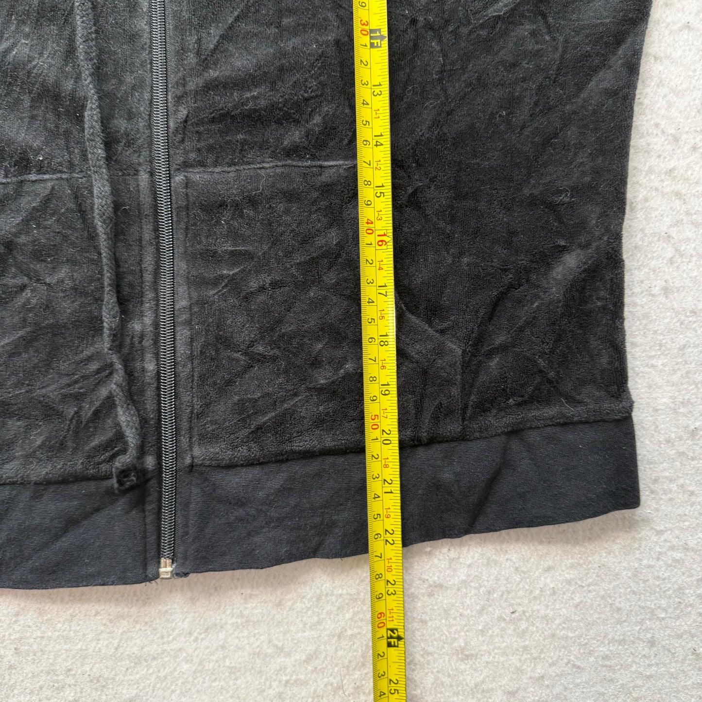 Vintage Juicy Couture Womens Black Velour Tracksuit Set Hoodie & Pant Y2k Size L