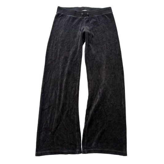 Juicy Couture Women's Faded Black Velour Flared Track Pant Loungewear Y2K Size M