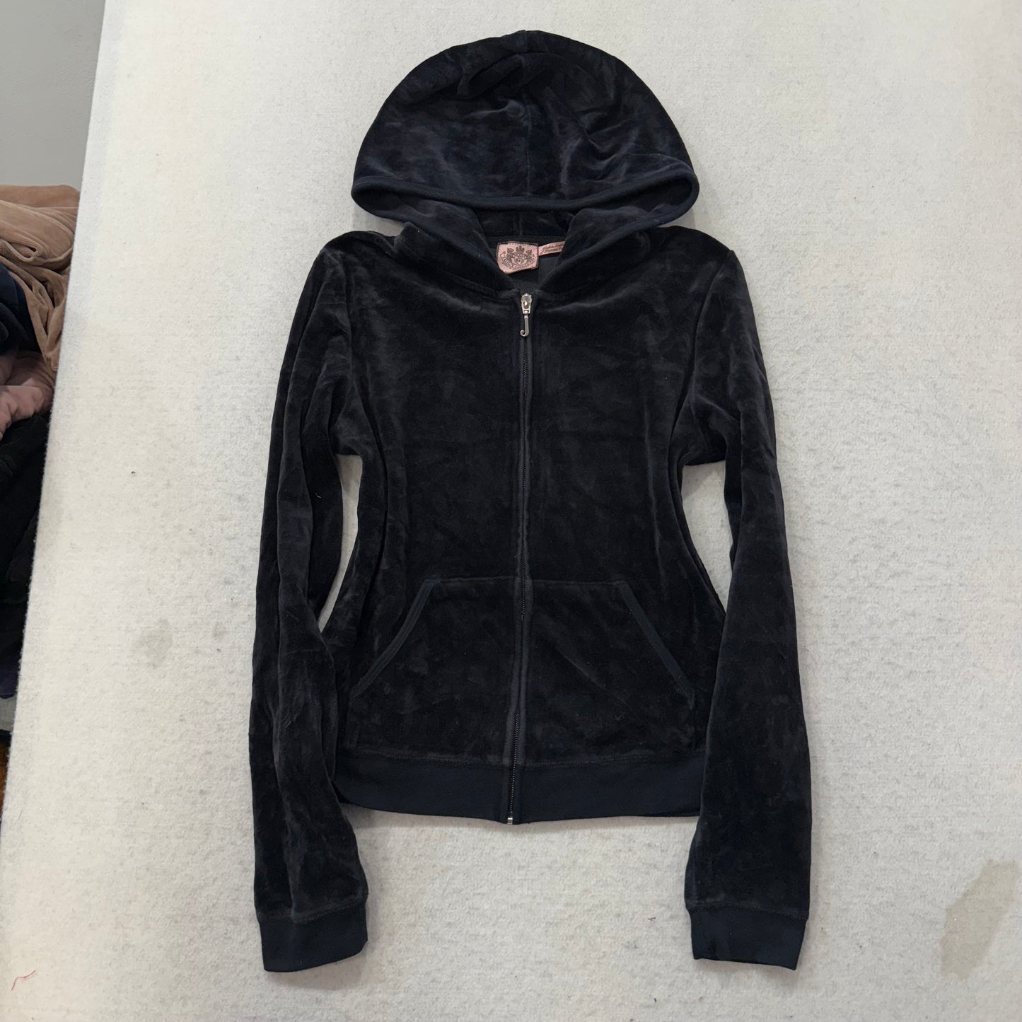 Vintage Juicy Couture Scottie Dog Women's Black Velour Tracksuit Set Y2k Size L