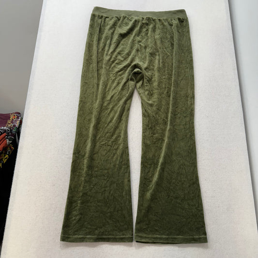 Juicy Couture Women's Olive Green Velour Flared Track Pant Loungewear Size XL