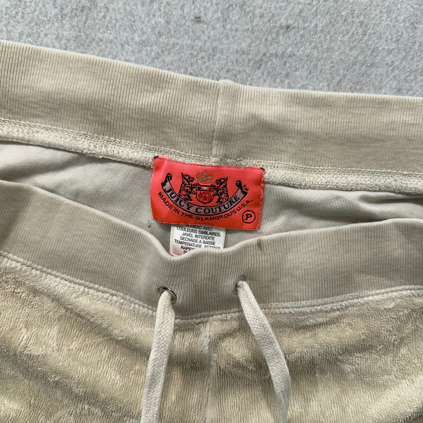 2003 Vintage Juicy Couture Women's Beige Terry Cloth Wide Leg Capris Pant Size P