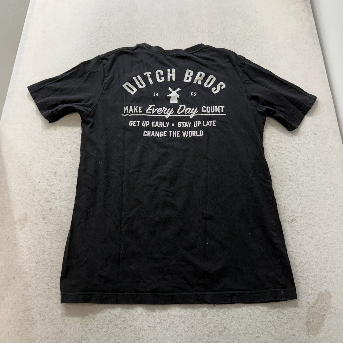 Dutch Bros Men's Black T-Shirt Short Sleeve Crewneck Casual Wear Logo Size L