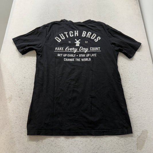Dutch Bros Men's Black T-Shirt Short Sleeve Crewneck Casual Wear Logo Size L