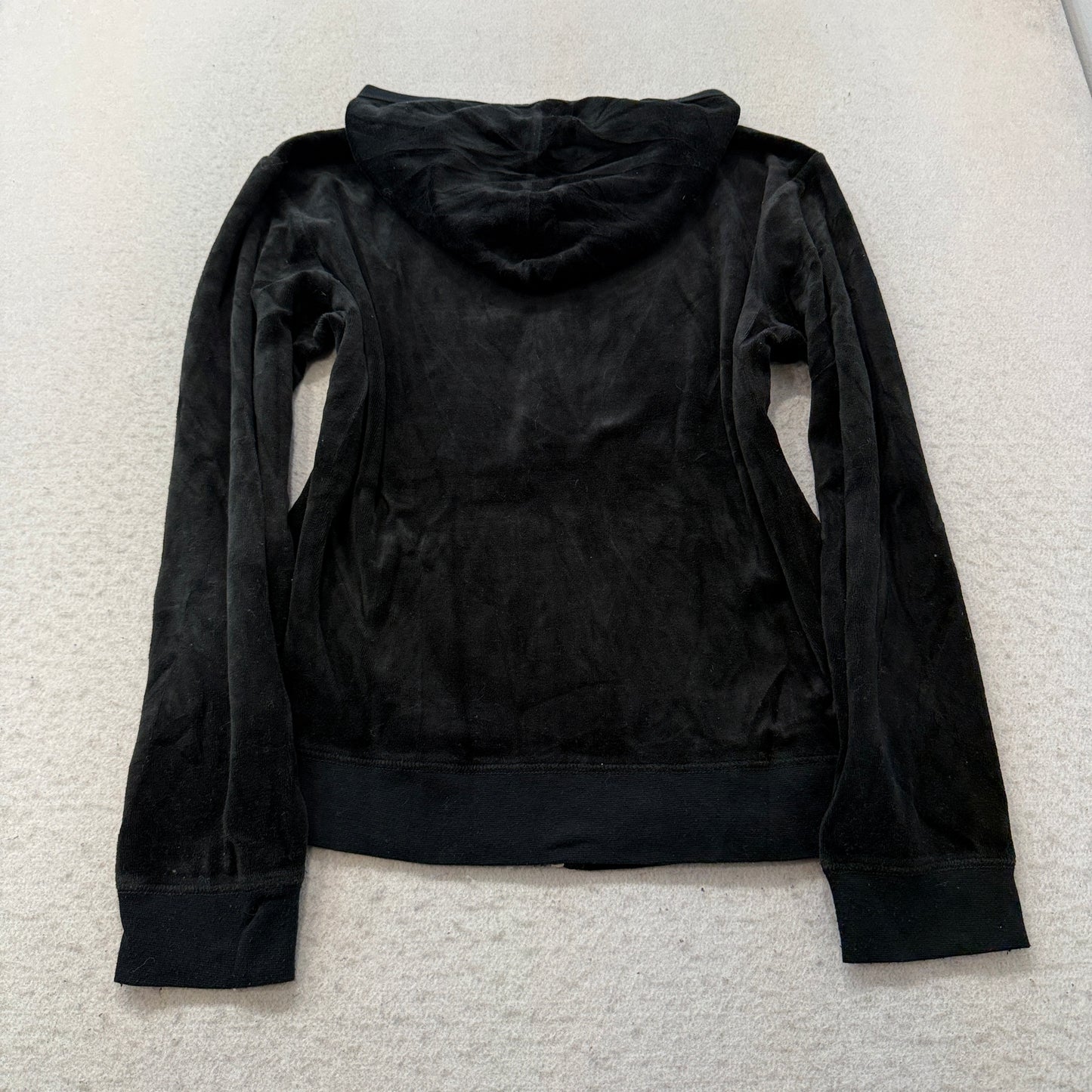 Vintage Juicy Couture Women's Black Velour Tracksuit Set Hoodie & Pants Size L