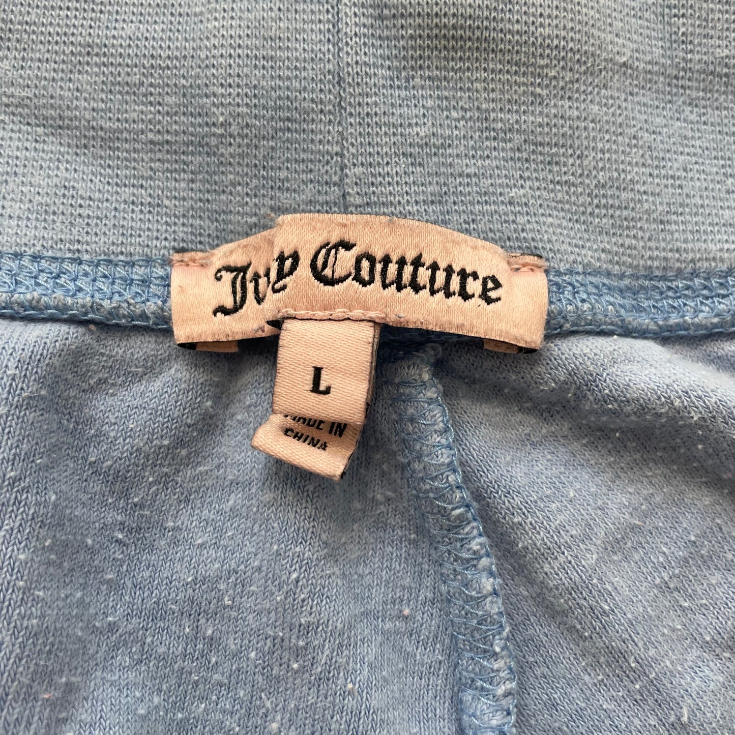 Juicy Couture Women's Light Blue Terry Cloth Flared Track Pant Drawstring Size L