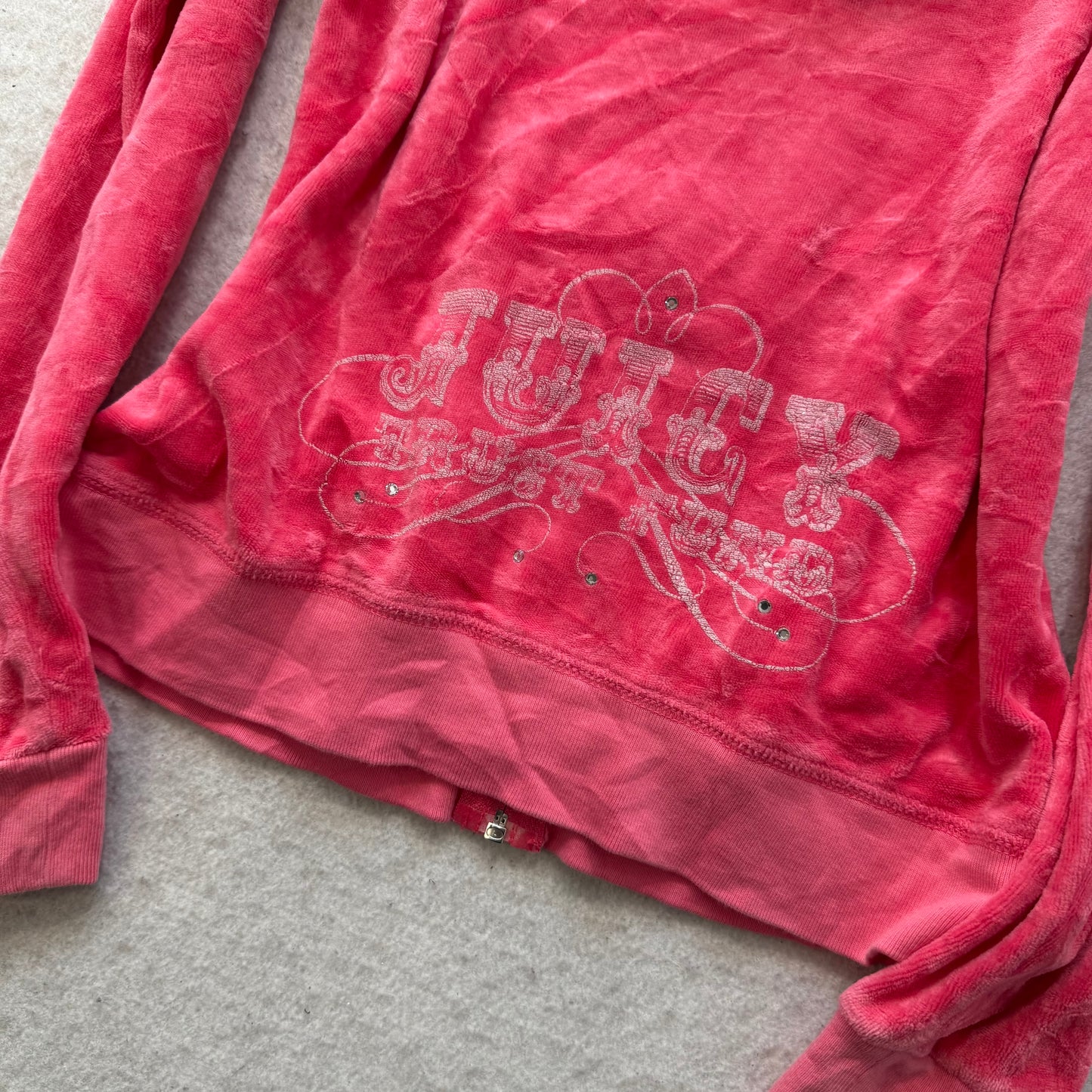 Juicy Couture “Juicy Trust Fund" Women's Pink Velour Full Zip Hoodie Y2k Size 14