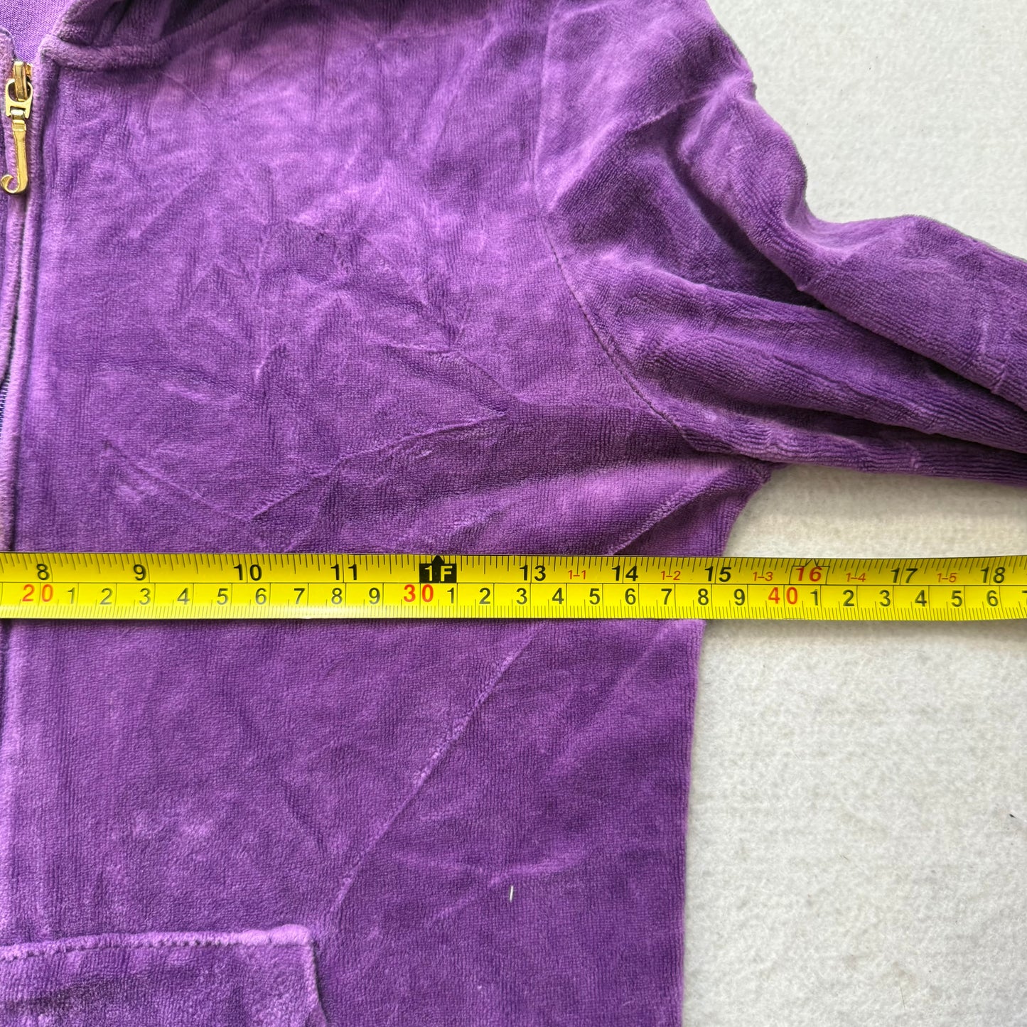Juicy Couture Womens Royal Purple Velour Zip-Up Hoodie Rhinestone Graphic Size S
