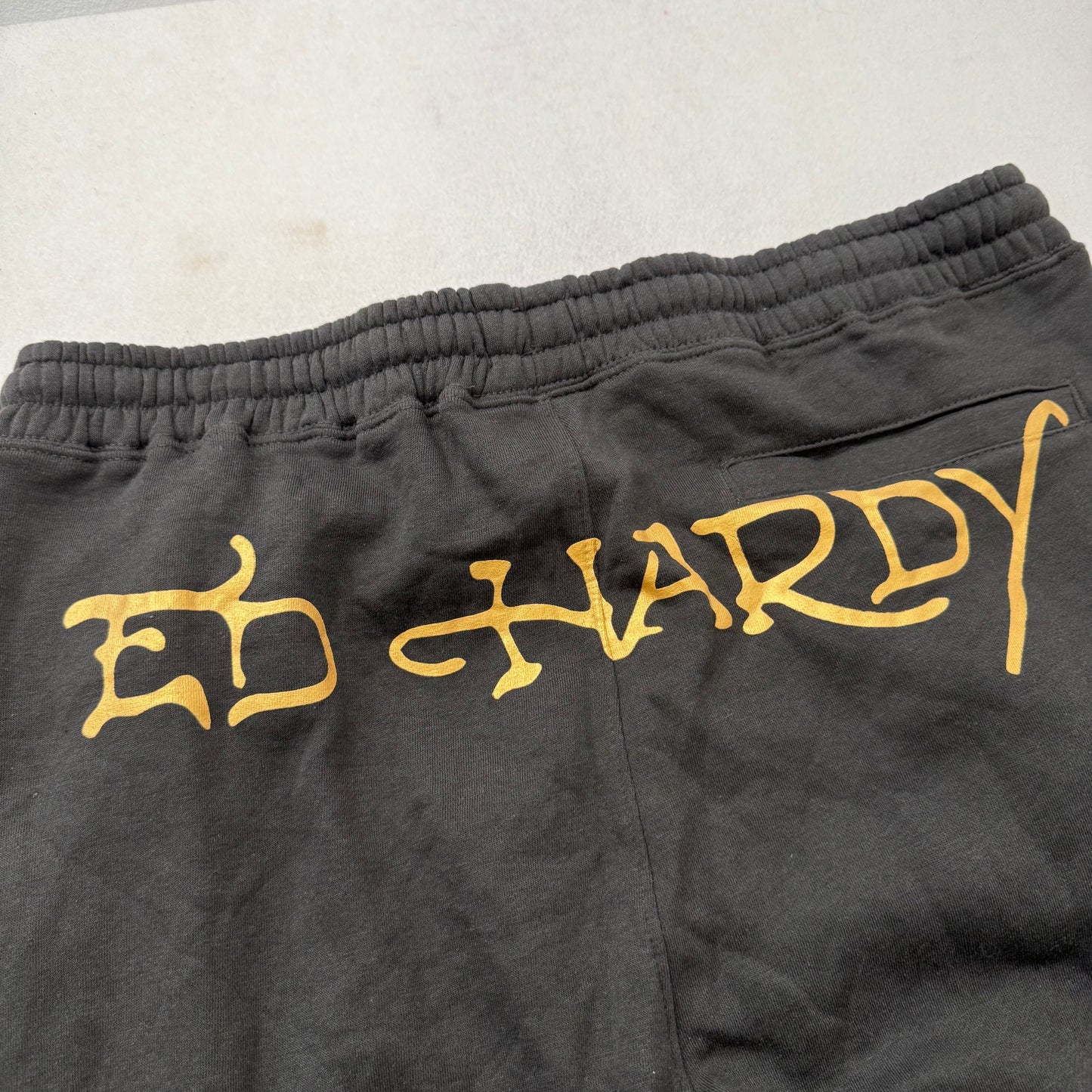 Ed Hardy Women's Black Cotton Straight Leg Sweatpants Skull Graphic Logo Size XL