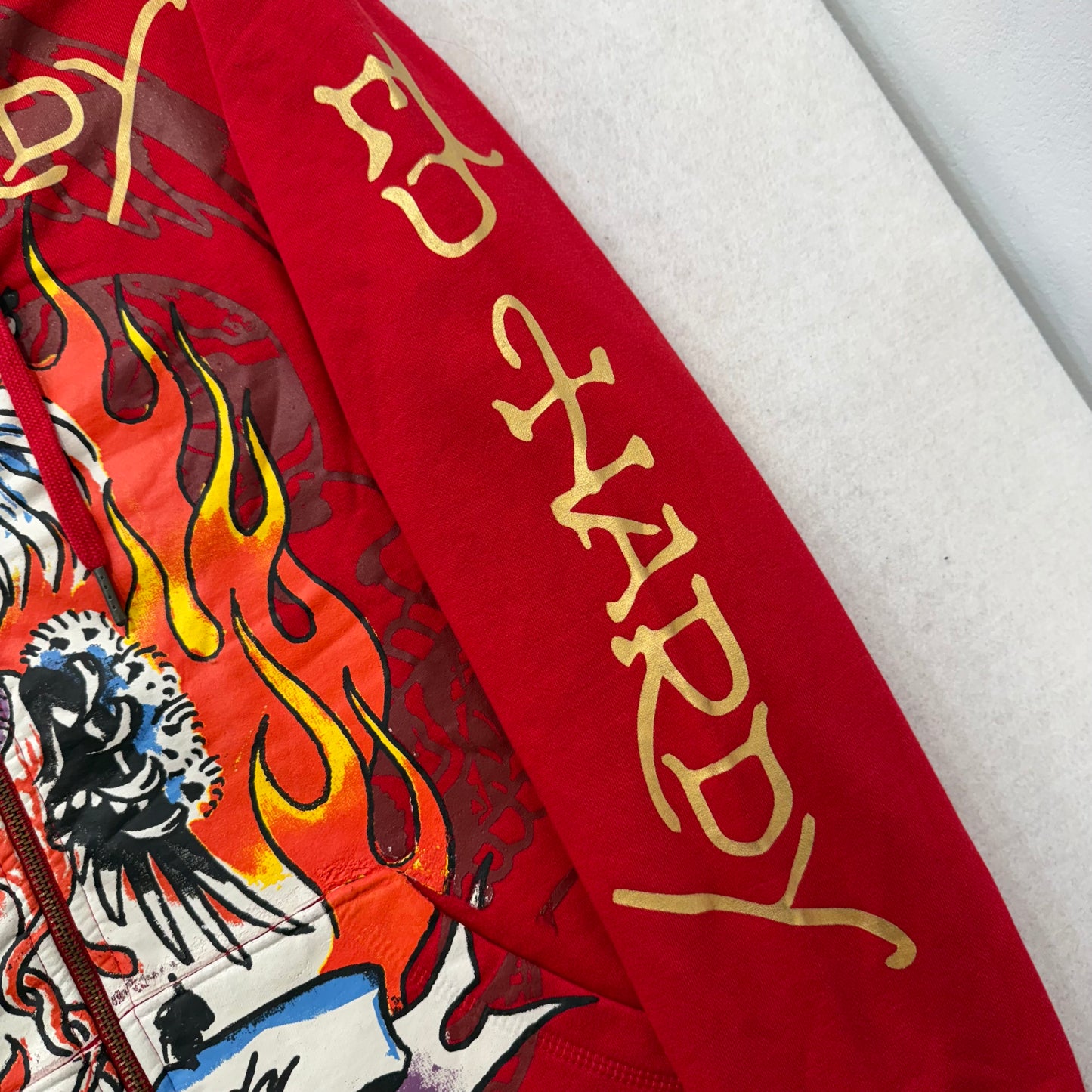 ED HARDY “Tiger Flame” RED GRAPHIC ZIP UP HOODIE