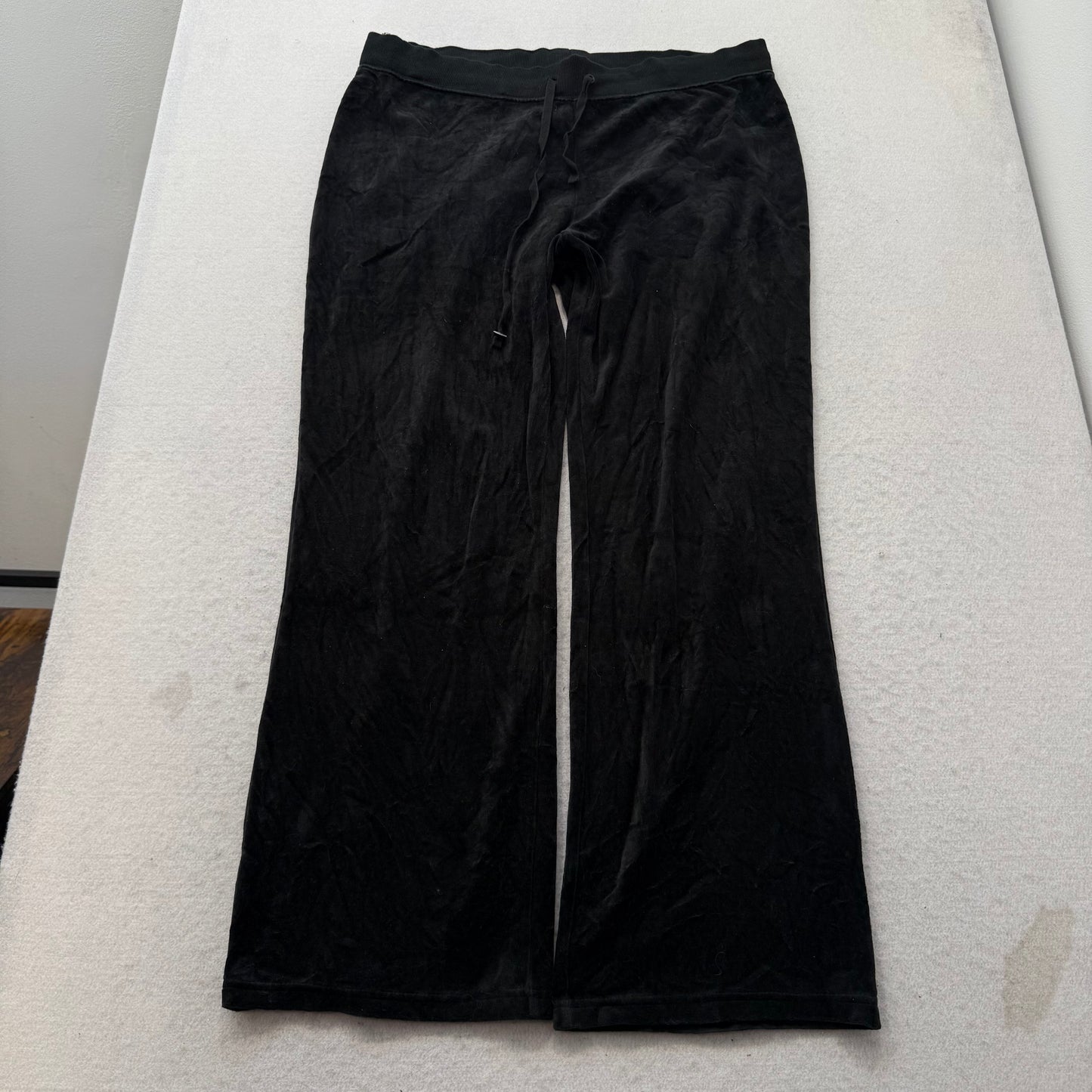 Juicy Couture Womens Black Velour Tracksuit Set Zip-Up Hoodie & Pants Size XL