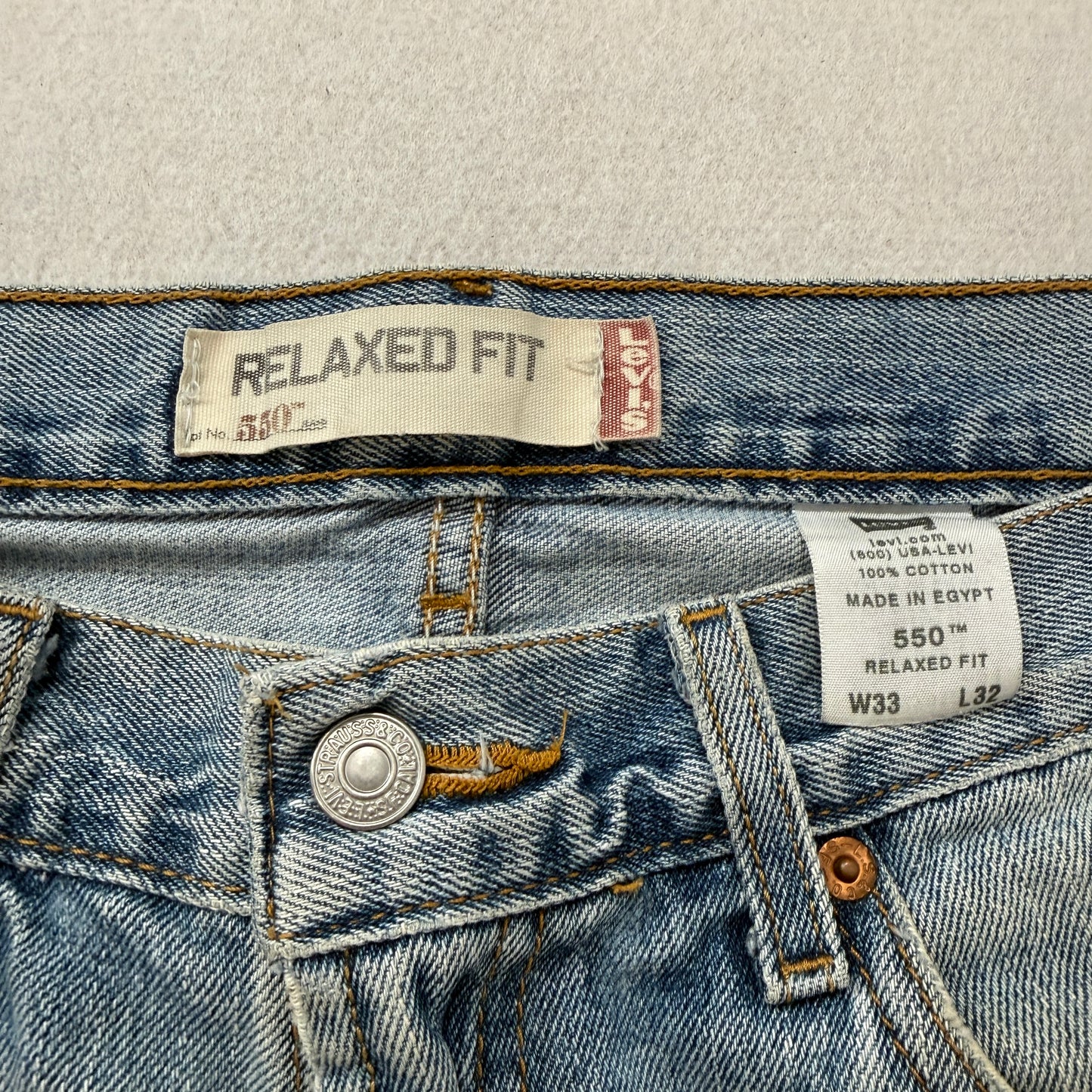 Levi's 550 Men's Blue Relaxed Fit Denim Jeans Pockets Distressed Size W33xL32