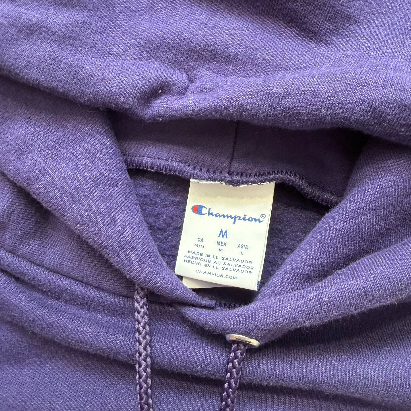 Champions Mens Indigo Cotton Pullover Hoodie Kangaroo Pocket Graphic Logo Size M