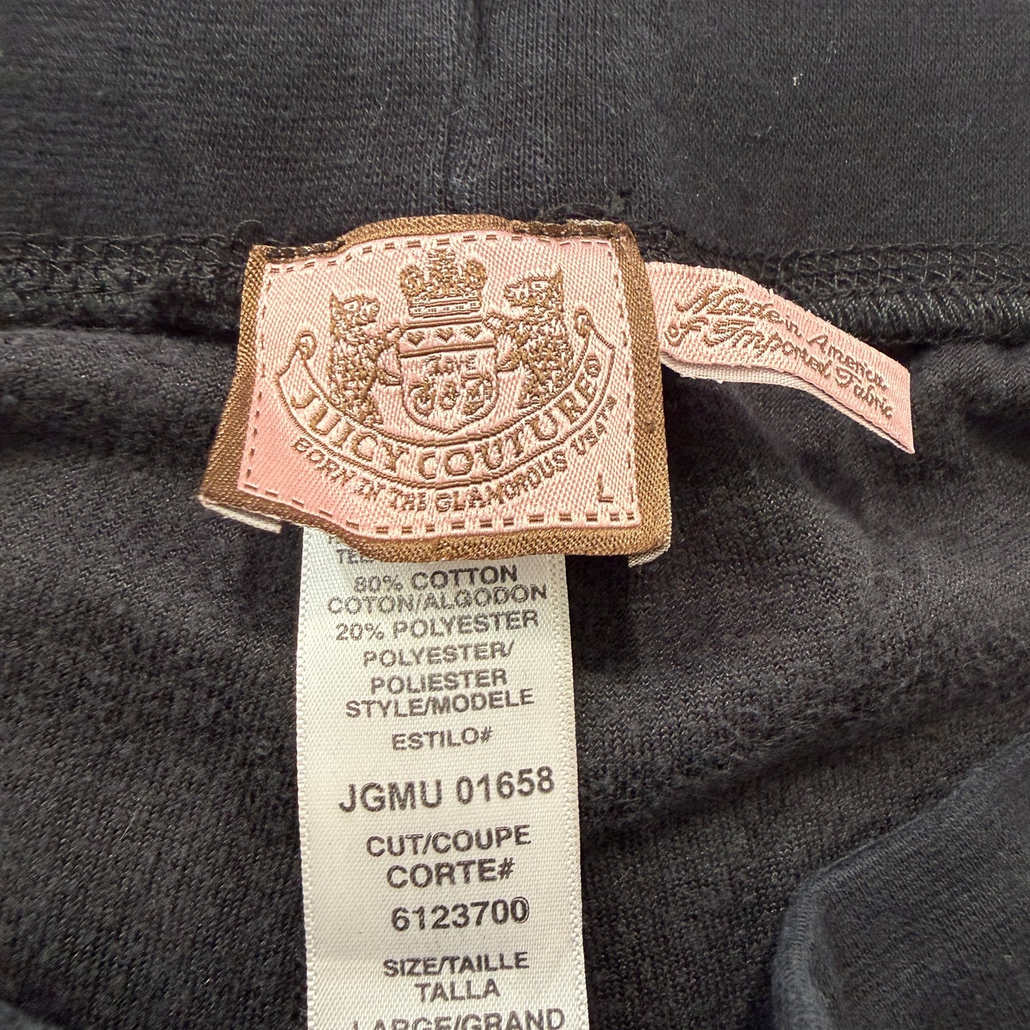 Vintage Juicy Couture Women's Black Velour Tracksuit Set Hoodie & Pants Size L