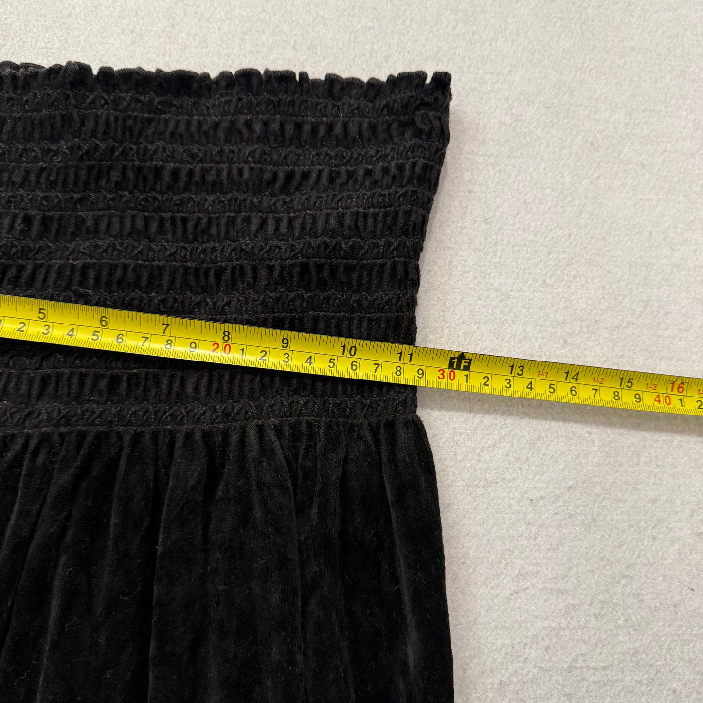 2003 Vintage Juicy Couture Black Velour Smocked Tube Dress Strapless Y2k Size M