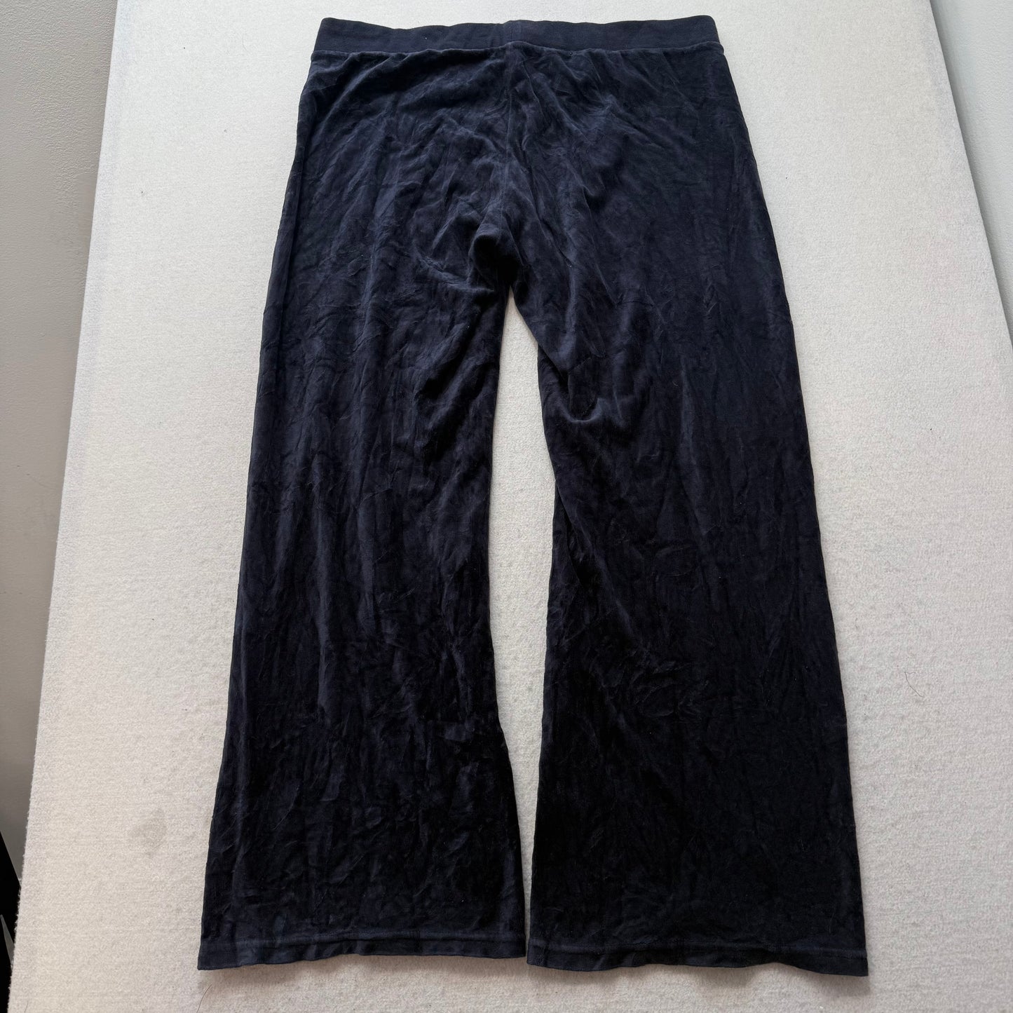 Juicy Couture Women's Navy Velour Wide Leg Track Pants Loungewear Casual Size XL