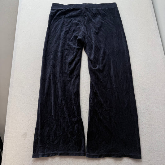 Juicy Couture Women's Navy Velour Wide Leg Track Pants Loungewear Casual Size XL