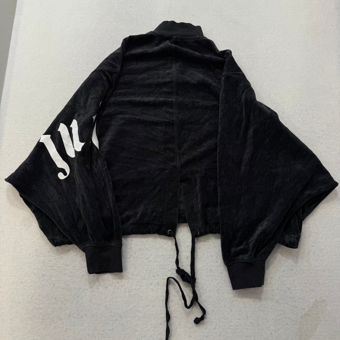 Juicy Couture Women's Black Velour Track Batwing Jacket Aesthetic Logo Size S