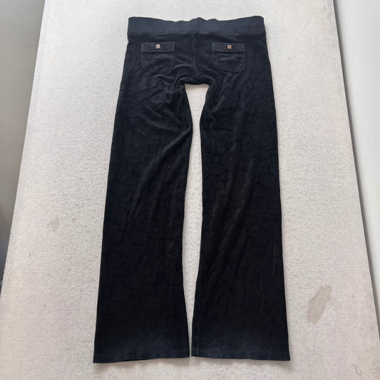 Juicy Couture Women's Black Terry Cloth Track Pant Loungewear Drawstring Size P