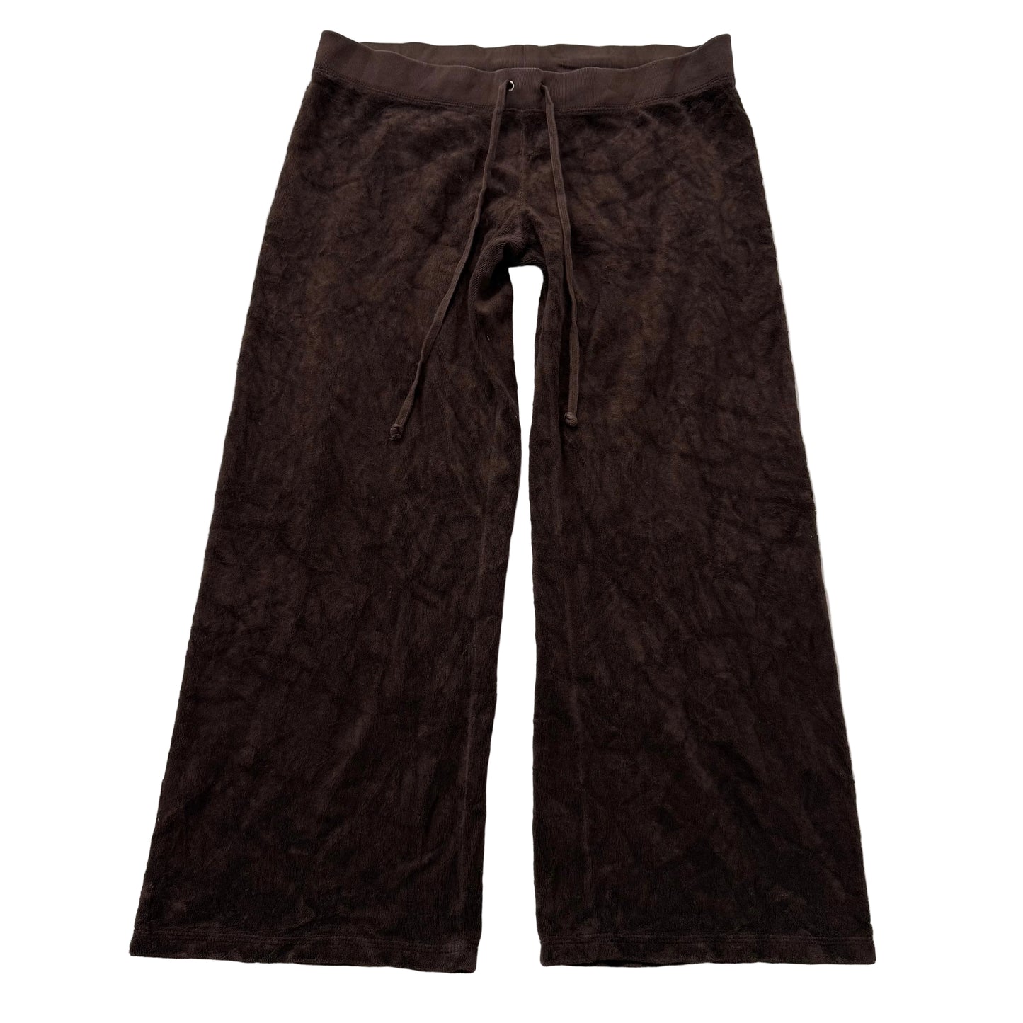 Juicy Couture Women's Brown Terry Cloth Wide Leg Capris Pant Drawstring Size M