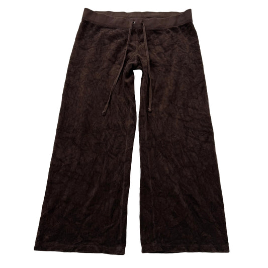 Juicy Couture Women's Brown Terry Cloth Wide Leg Capris Pant Drawstring Size M