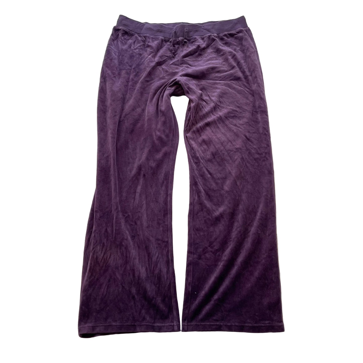 Juicy Couture Women's Deep Purple Velour Flared Leg Track Pant Drawstring Size L