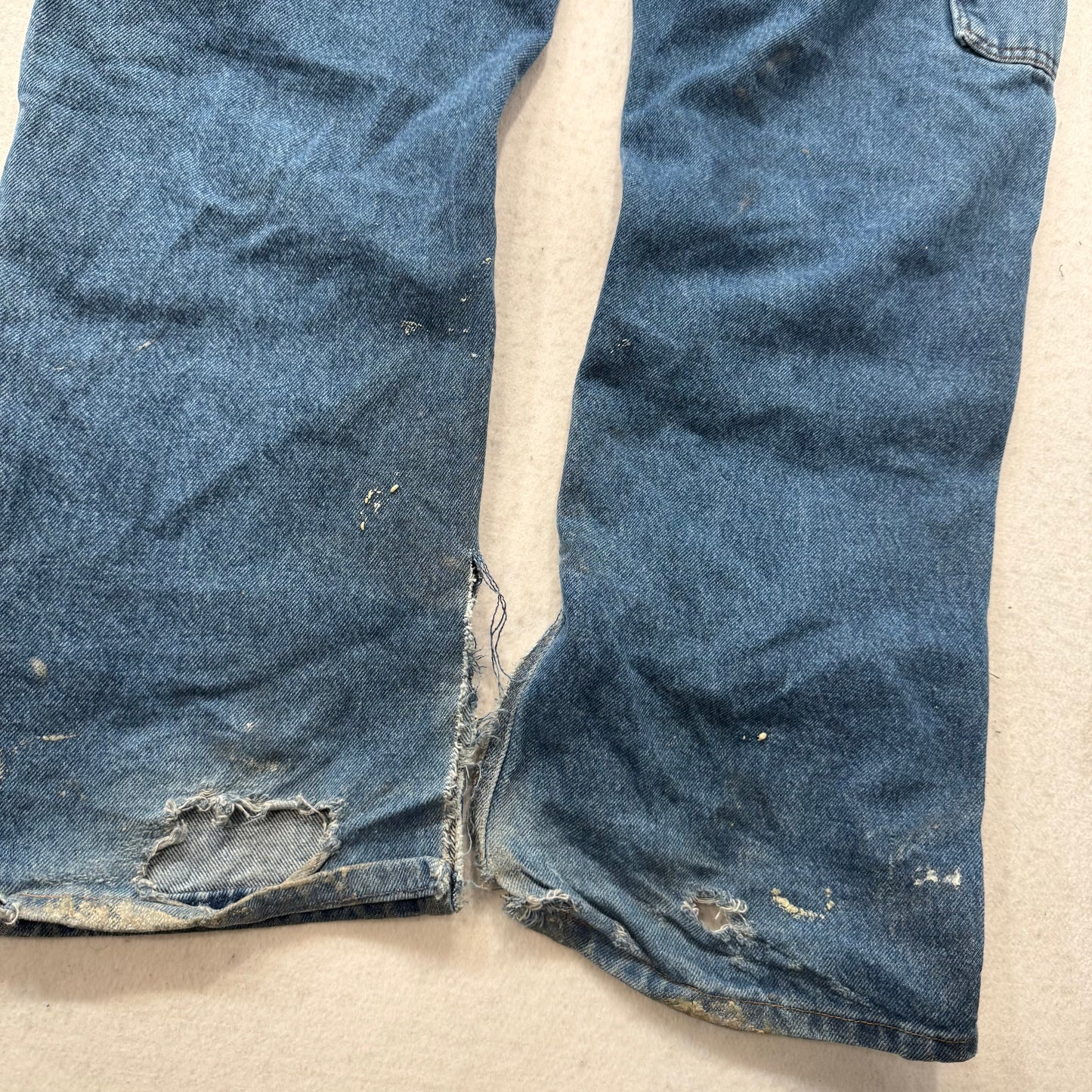 Key Men's Dark Wash Blue Denim Double Knee Carpenter Jeans Hammer Loop Size 38