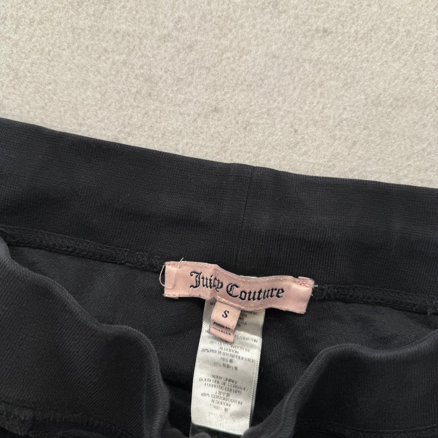 Juicy Couture Women's Black Velour Flared Track Pants Snap Flap Pockets Size S
