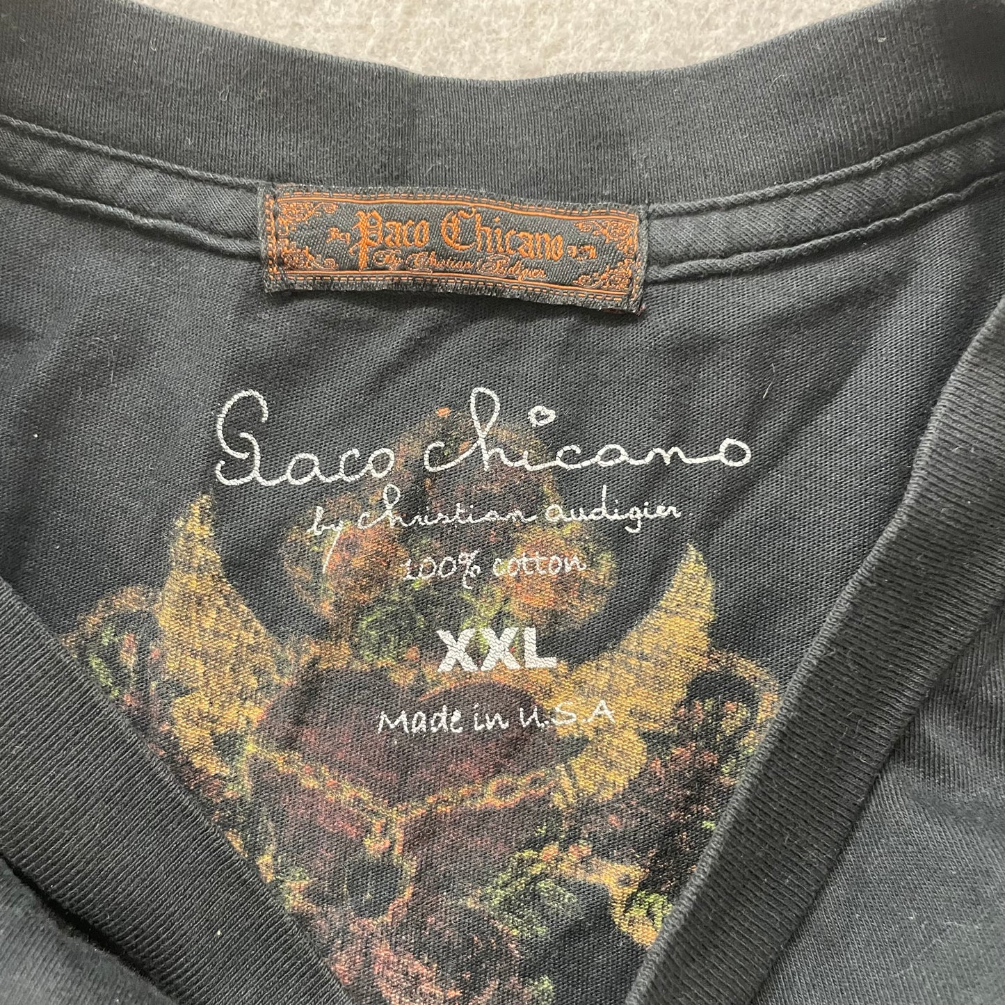 Vintage Paco Chicano Christian Audigier Hot Sex Mens Black Graphic T-Shirt - XXL
