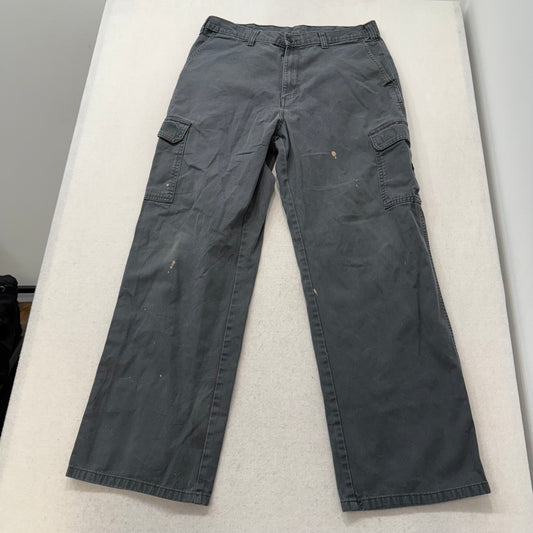 Dickies Men's Charcoal Gray Cotton Loose Fit Cargo Pants Streetwear Size 34