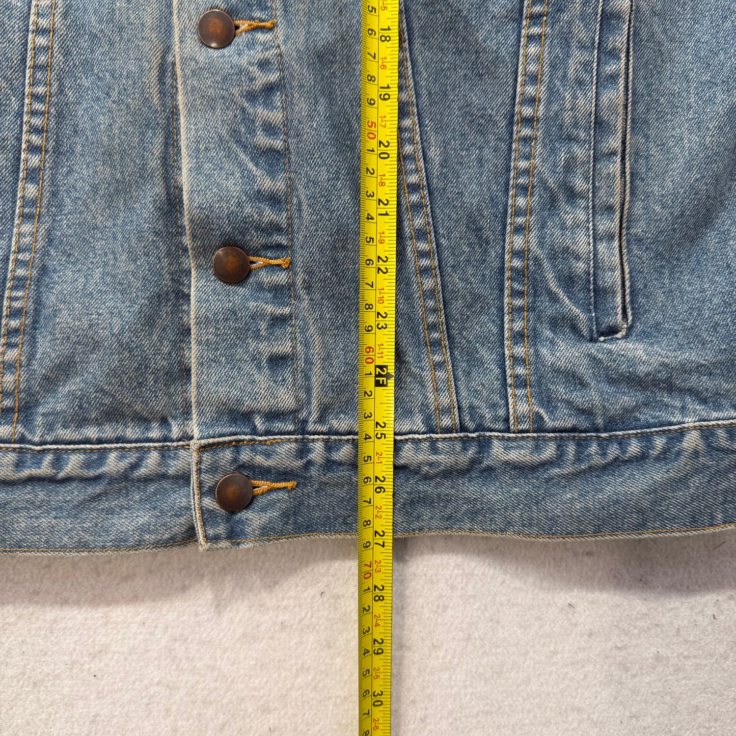 Haleman Men's Medium Blue Denim Button Up Trucker Jacket Snap Flap Pocket Size S