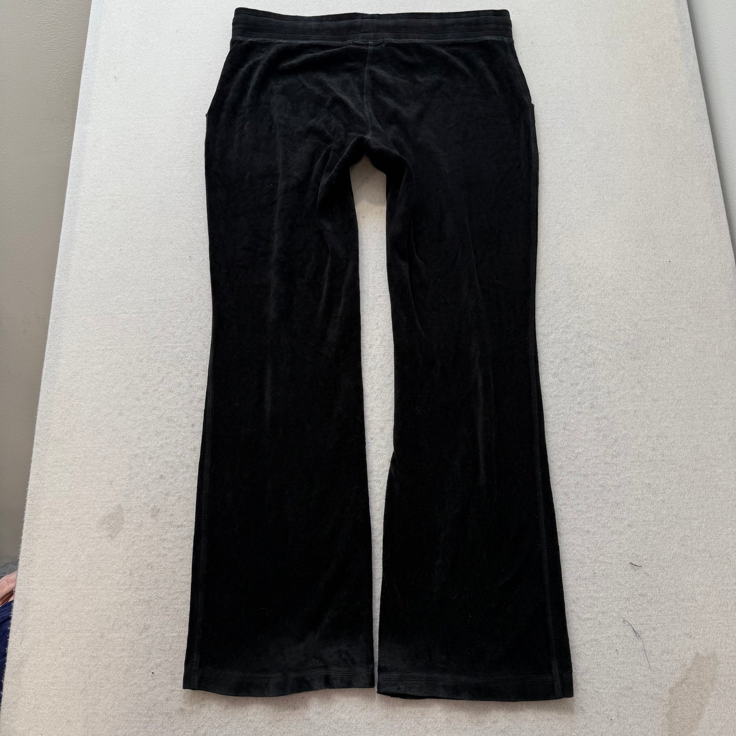 Juicy Couture Women's Black Velour Flared Track Pants Loungewear Pockets Size M