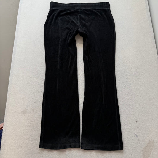 Juicy Couture Women's Black Velour Flared Track Pants Loungewear Pockets Size M