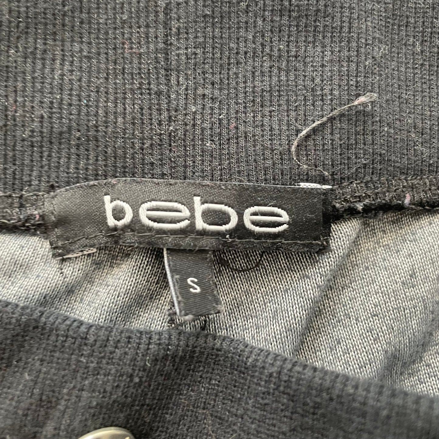 Bebe Women's Navy Velour Flared Track Pants Loungewear Rhinestone Logo Size S