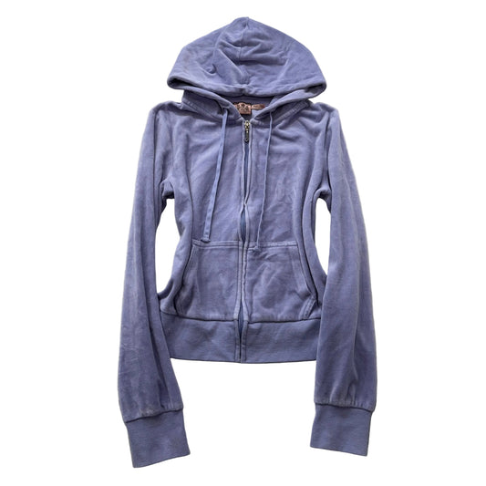 Vintage Juicy Couture Womens Lavender Velour Zip-Up Hoodie Drawstring Y2k Size S