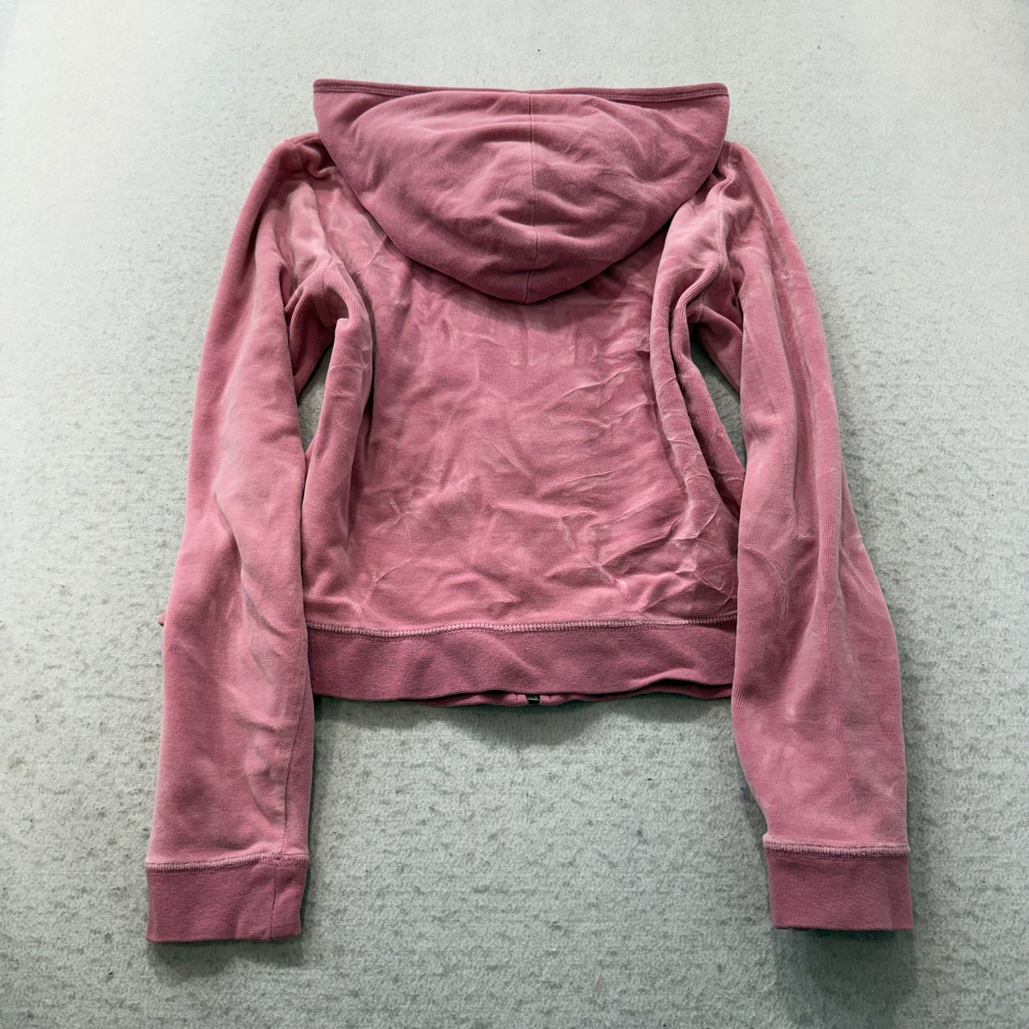 Juicy Couture Women's Dusty Pink Velour Zip-Up Hoodie Pockets Casual Y2K Size M
