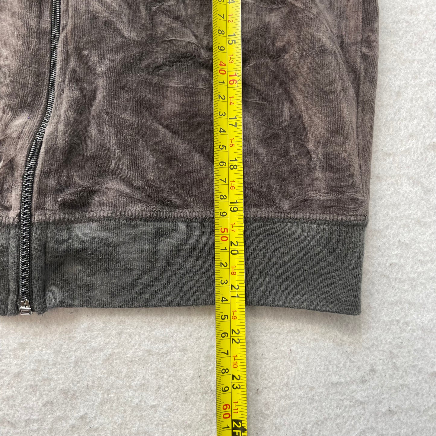 2003 Vintage Juicy Couture Women's Brown Velour Track Jacket Striped Neck Size L
