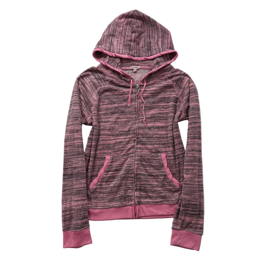 Vintage Juicy Couture Women's Heathered Pink Gray Velour Full Zip Hoodie Size L